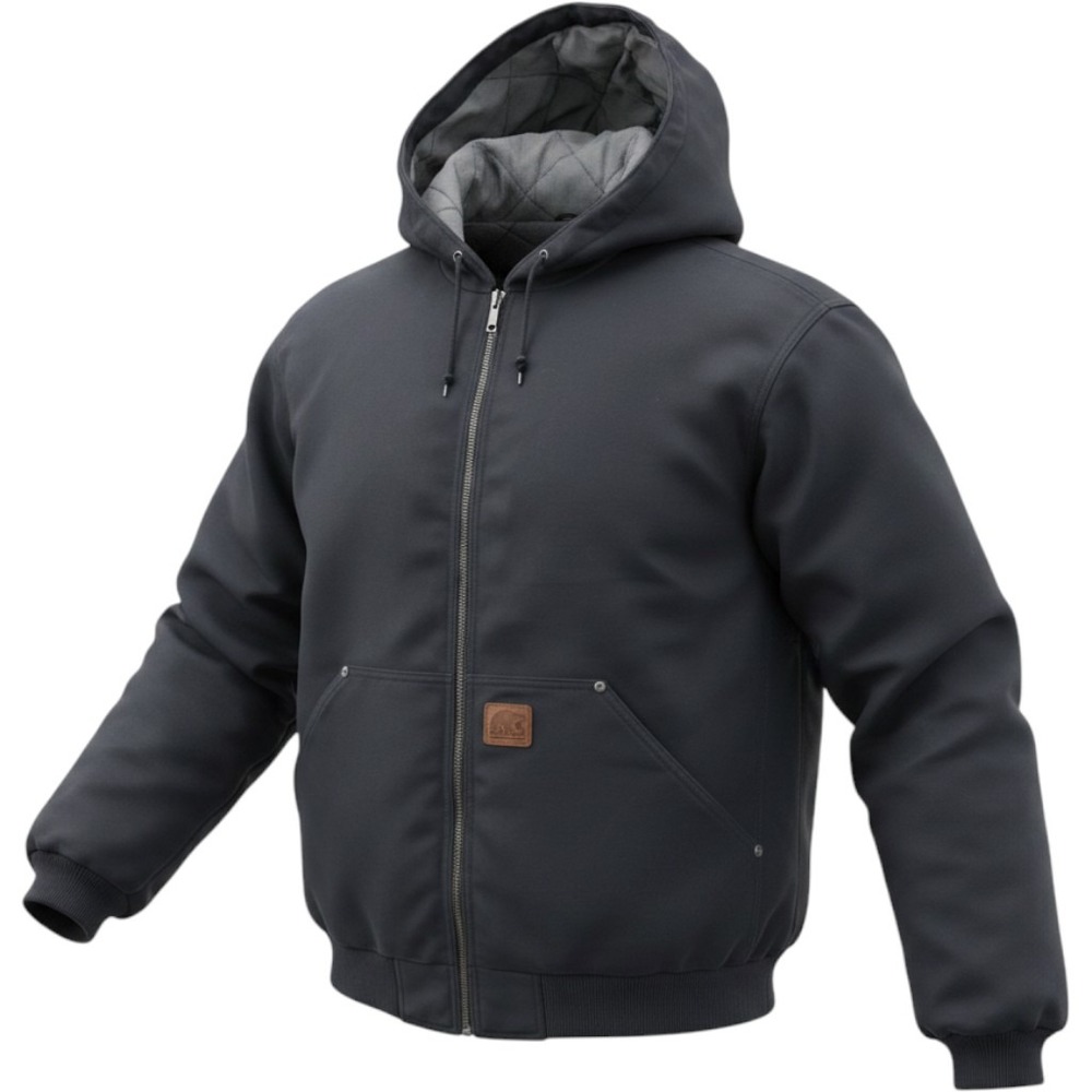 Sorel Mens XL Black Cotton Canvas Quilted Lined Hooded Work Jacket IM5017